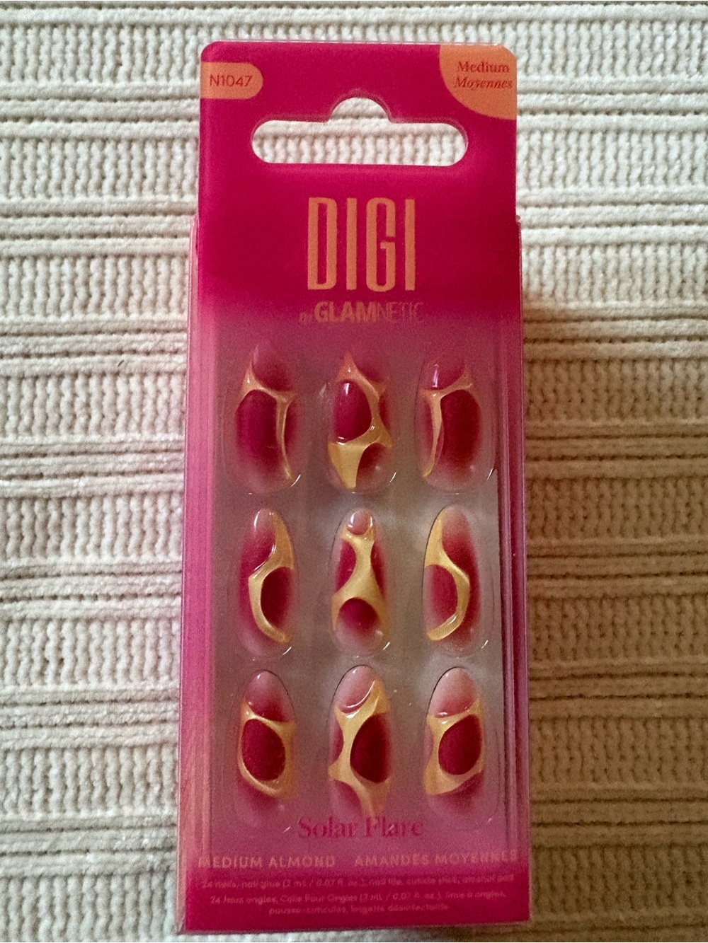 Digi Glamnetic Solar Flare Pink and Yellow Press-On Nails